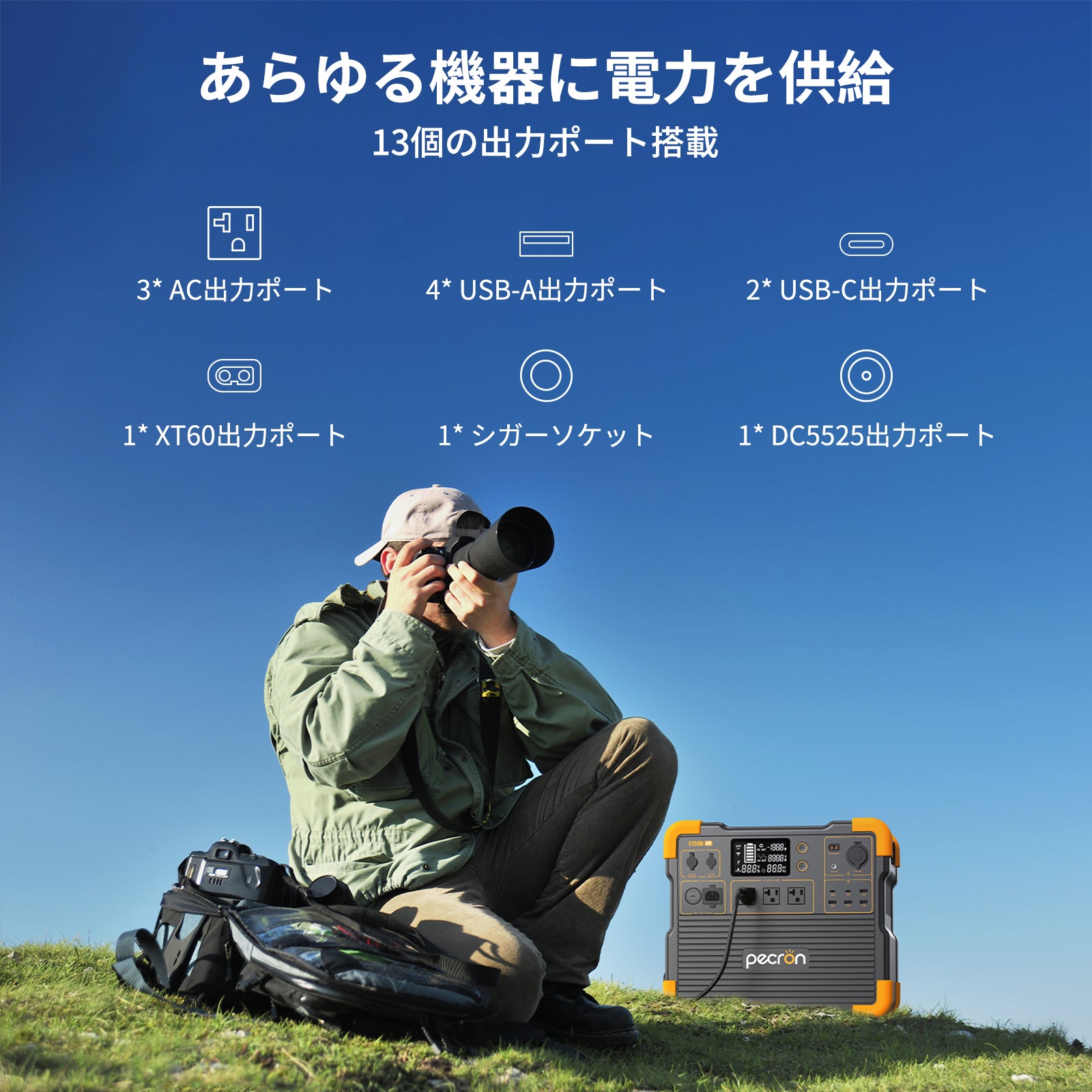 PECRON E1500LFPポータブル電源|1536Wh・2200W