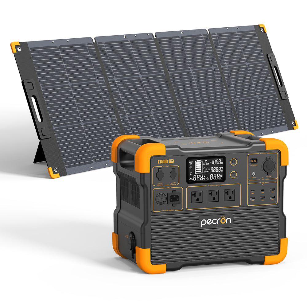 PECRON E1500LFPポータブル電源+1枚200Wソーラーパネル「セット」