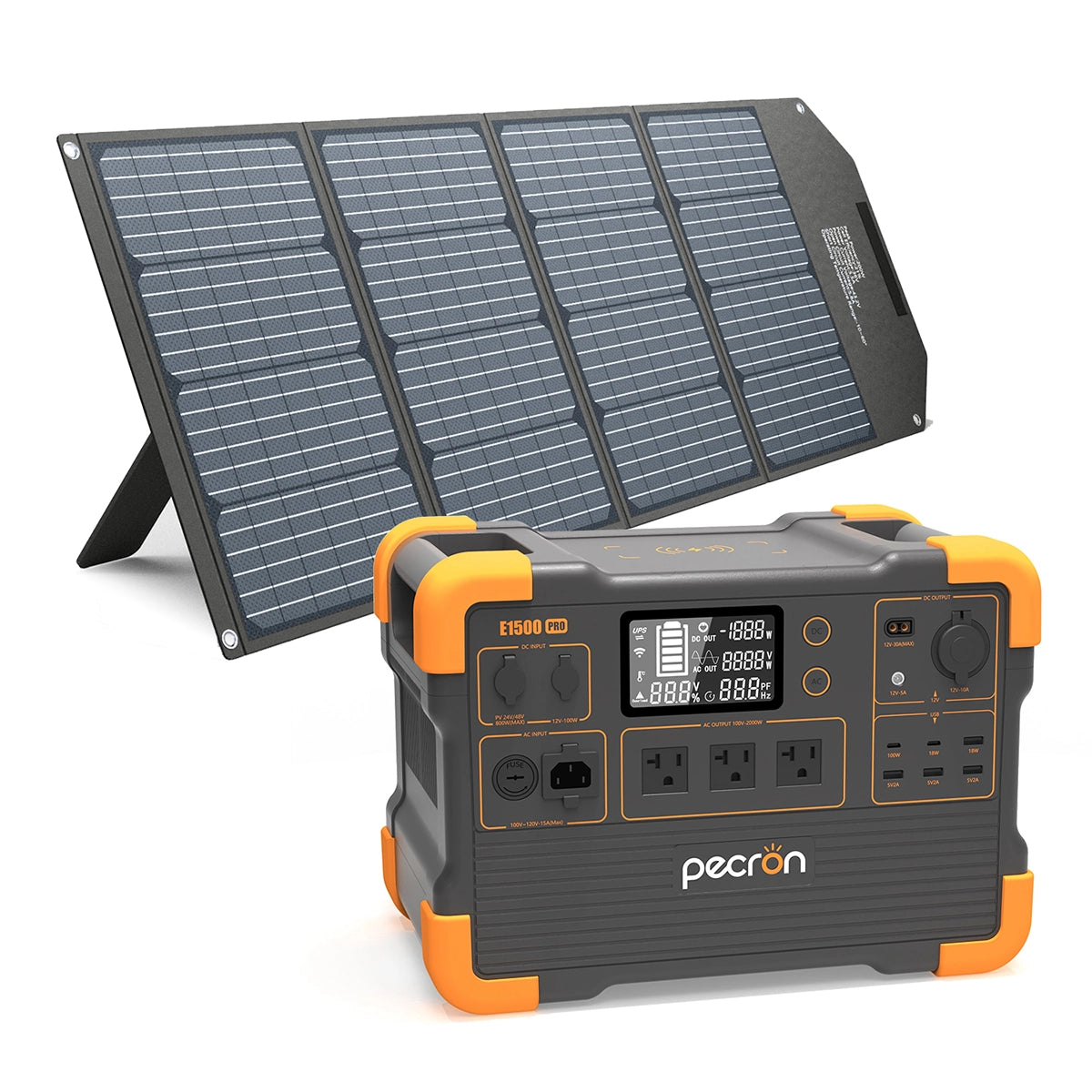 PECRON E1500 Pro ポータブル電源+1枚 200W ソーラーパネル「セット」