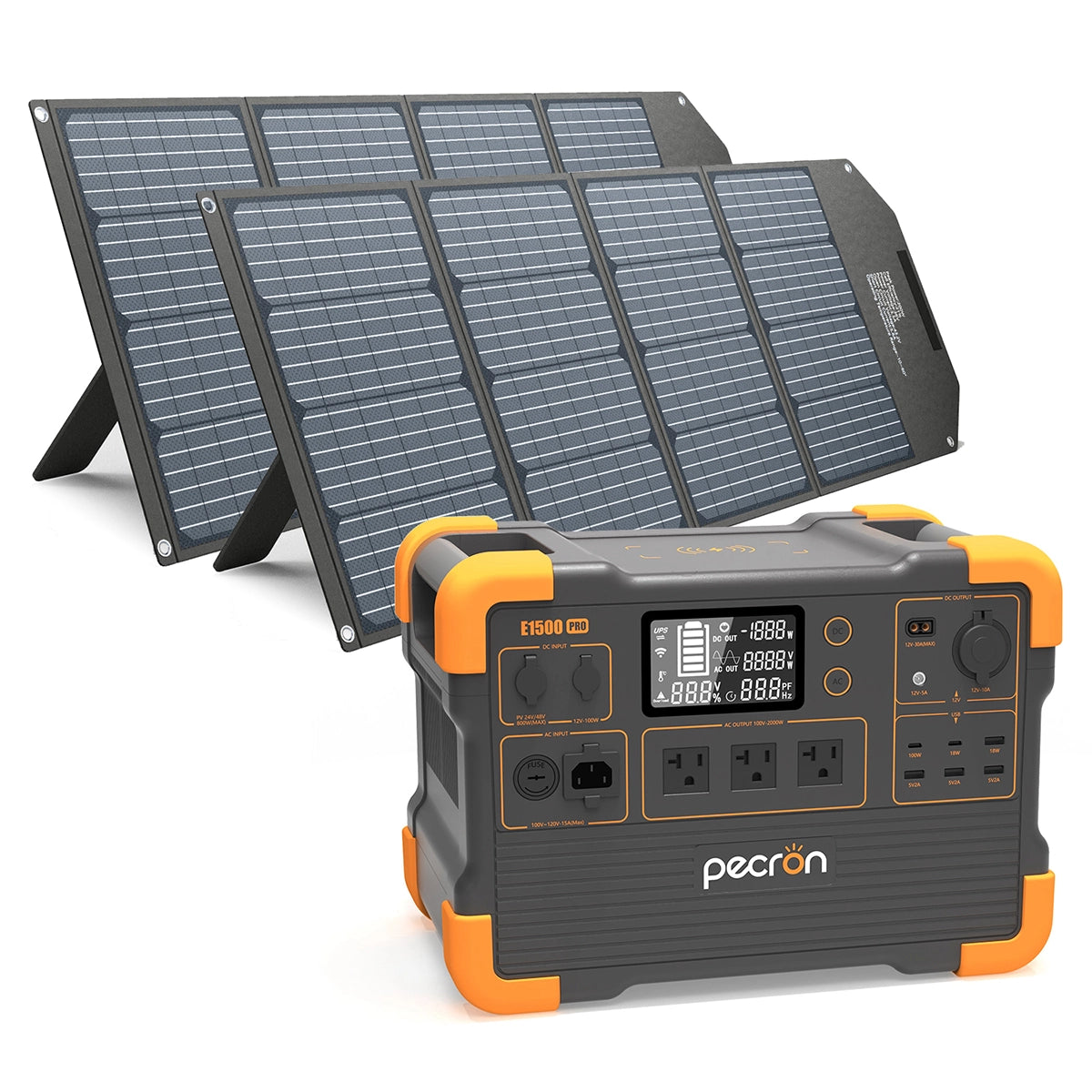 PECRON E1500 Pro ポータブル電源+2枚 200W ソーラーパネル「セット」