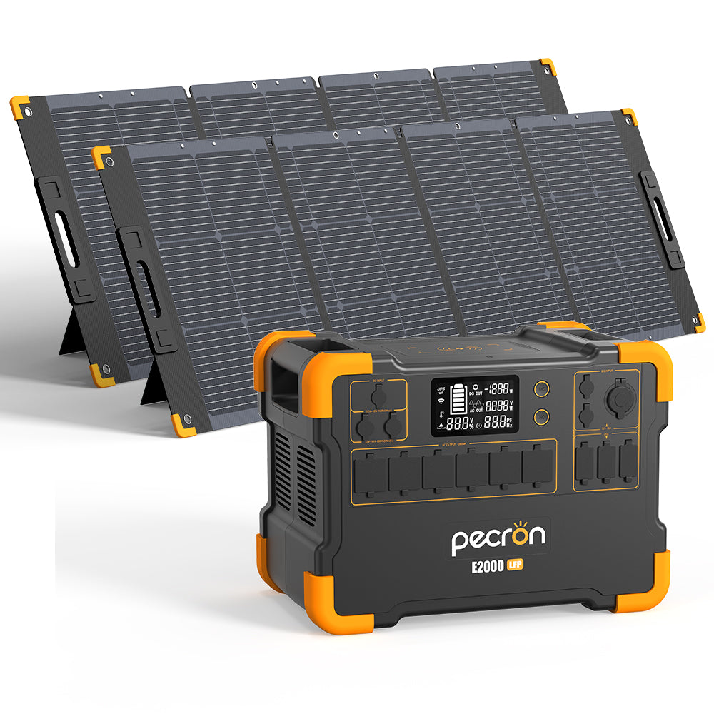 PECRON E2000LFP ポータブル電源+2枚 200W ソーラーパネル(セット)