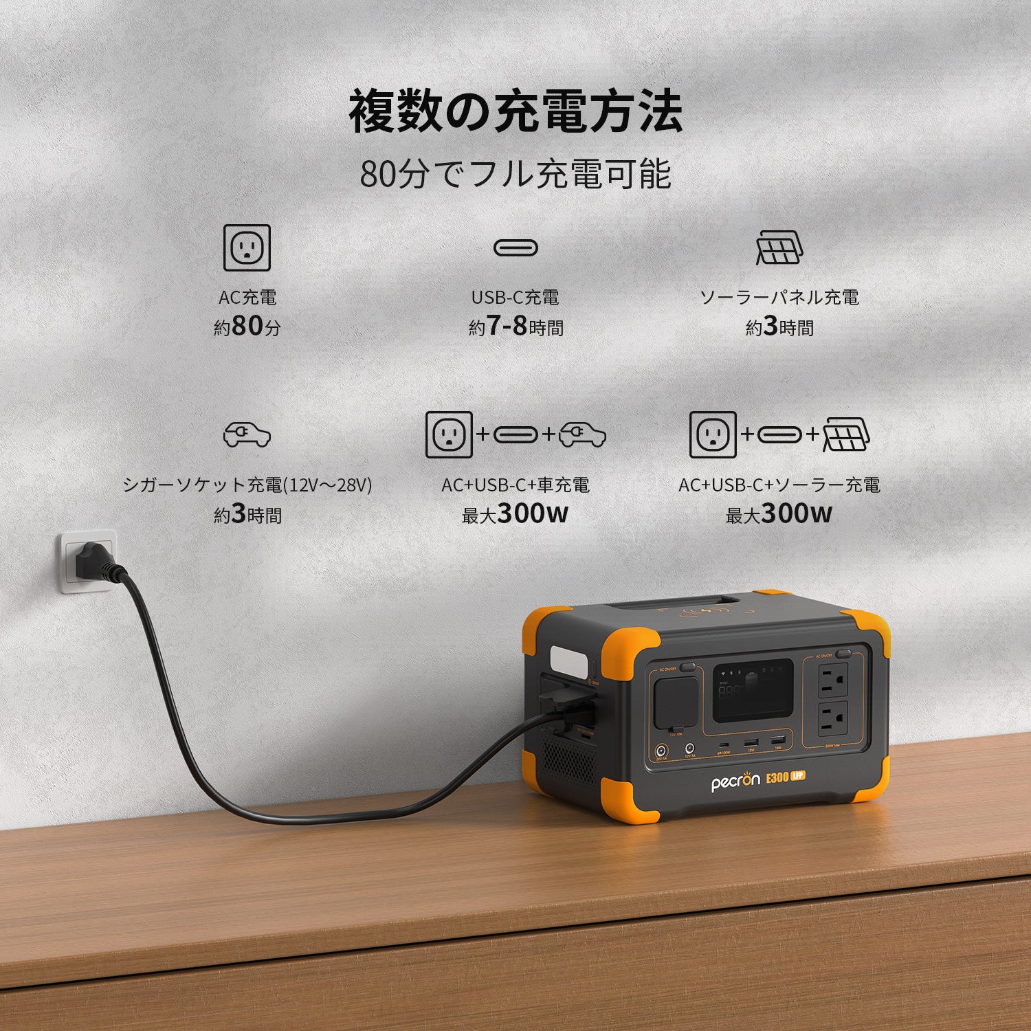 PECRON E300LFPポータブル電源|288Wh・600W
