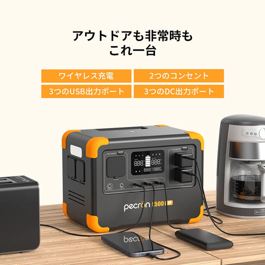 PECRON E500LFPポータブル電源＋1枚100Wソーラーパネル「セット」