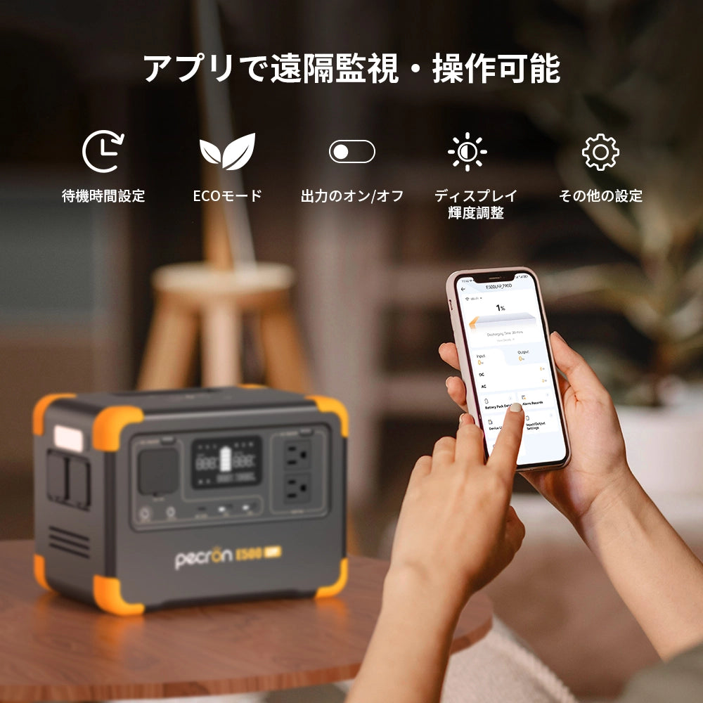 PECRON E500LFPポータブル電源＋1枚100Wソーラーパネル「セット」｜6月