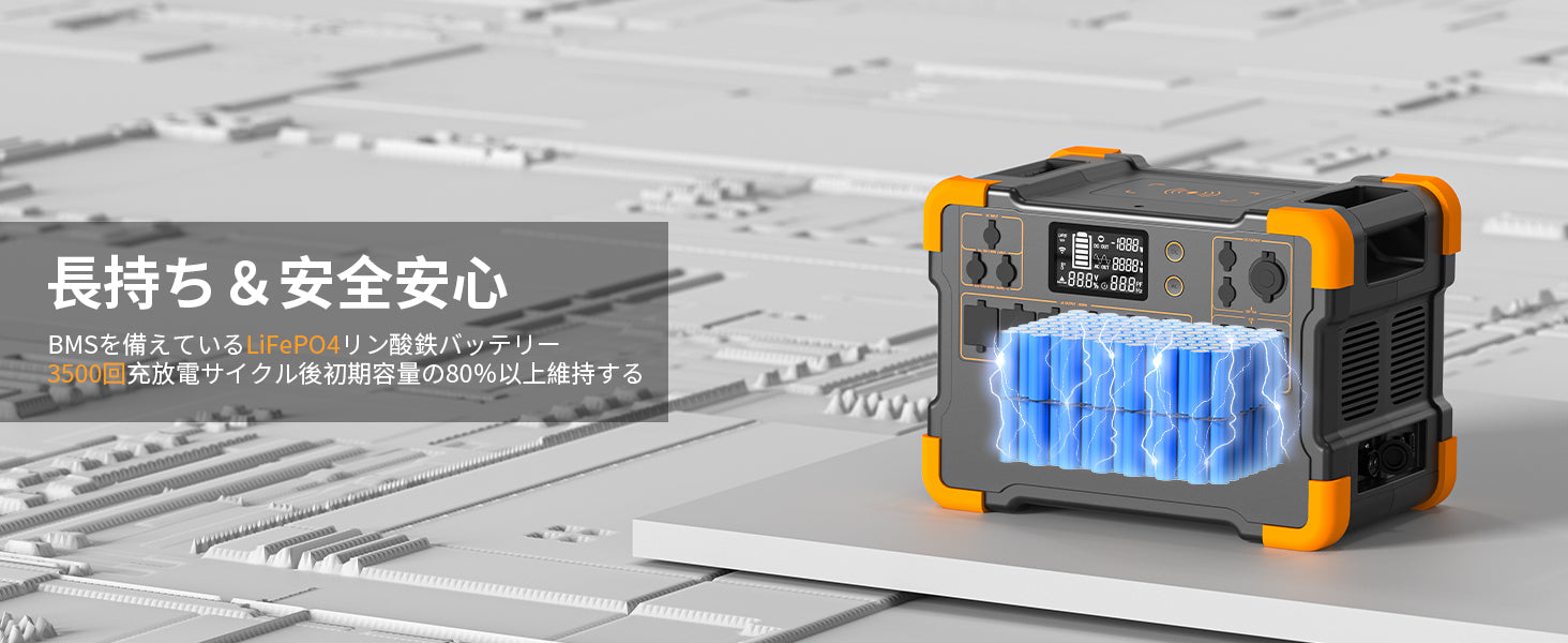 PECRON E2000LFPポータブル電源+2台EB3000-24V拡張バッテリー(セット)