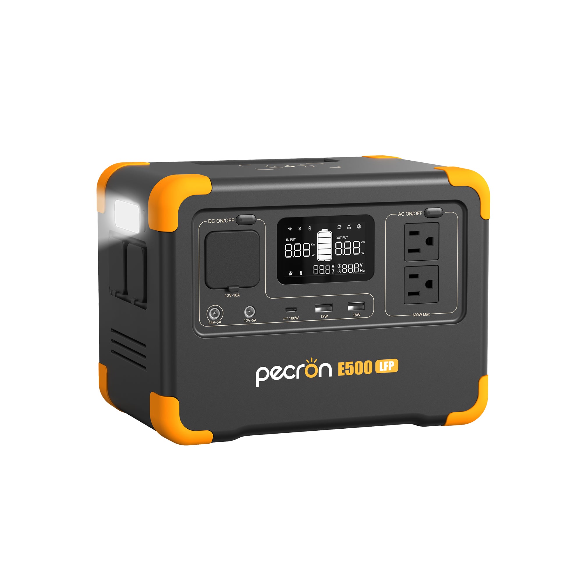 PECRON E500LFP 小型ポータブル電源｜防災・アウトドア・車中泊｜容量576Wh・出力600W