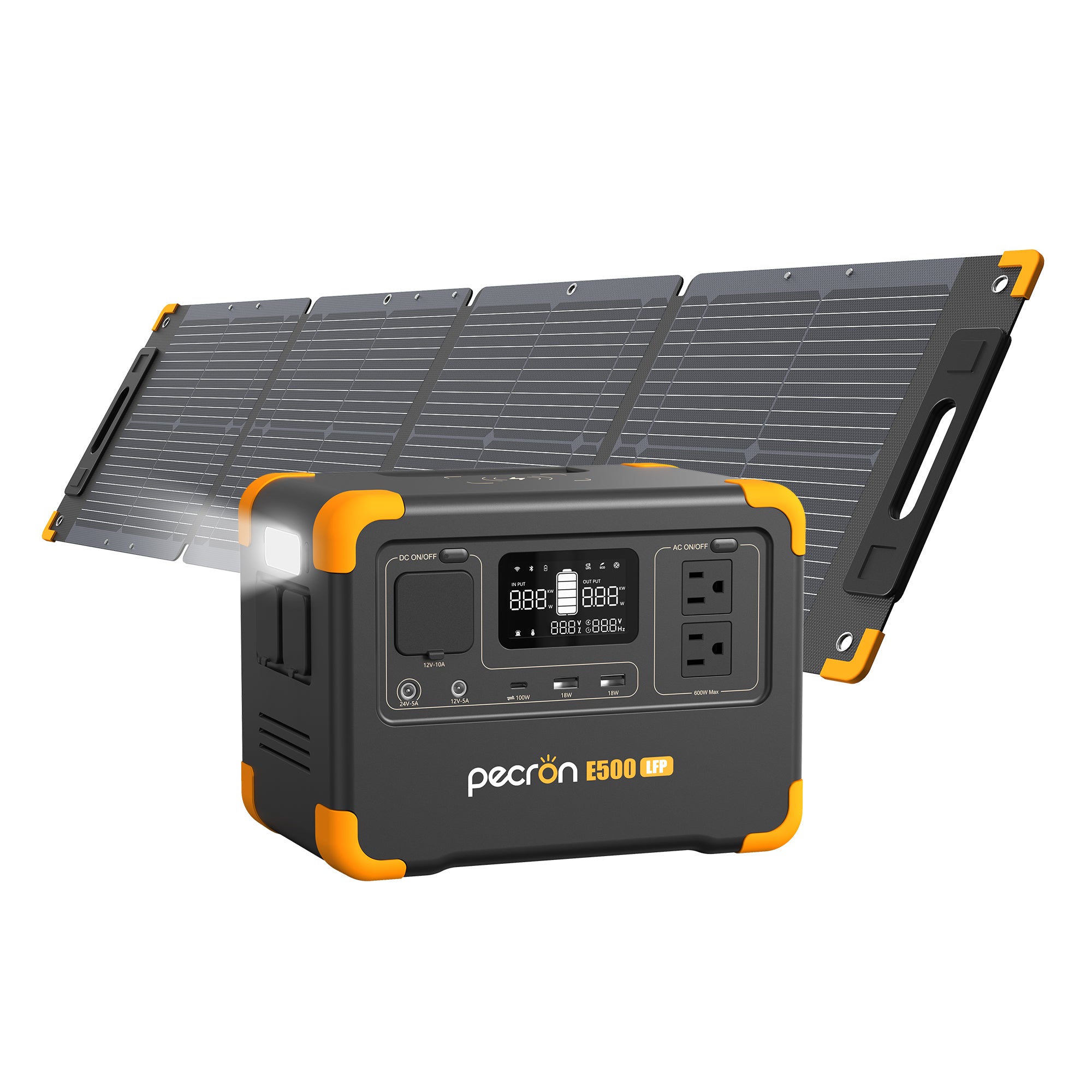 PECRON E500LFP 小型ポータブル電源｜防災・アウトドア・車中泊｜容量576Wh・出力600W