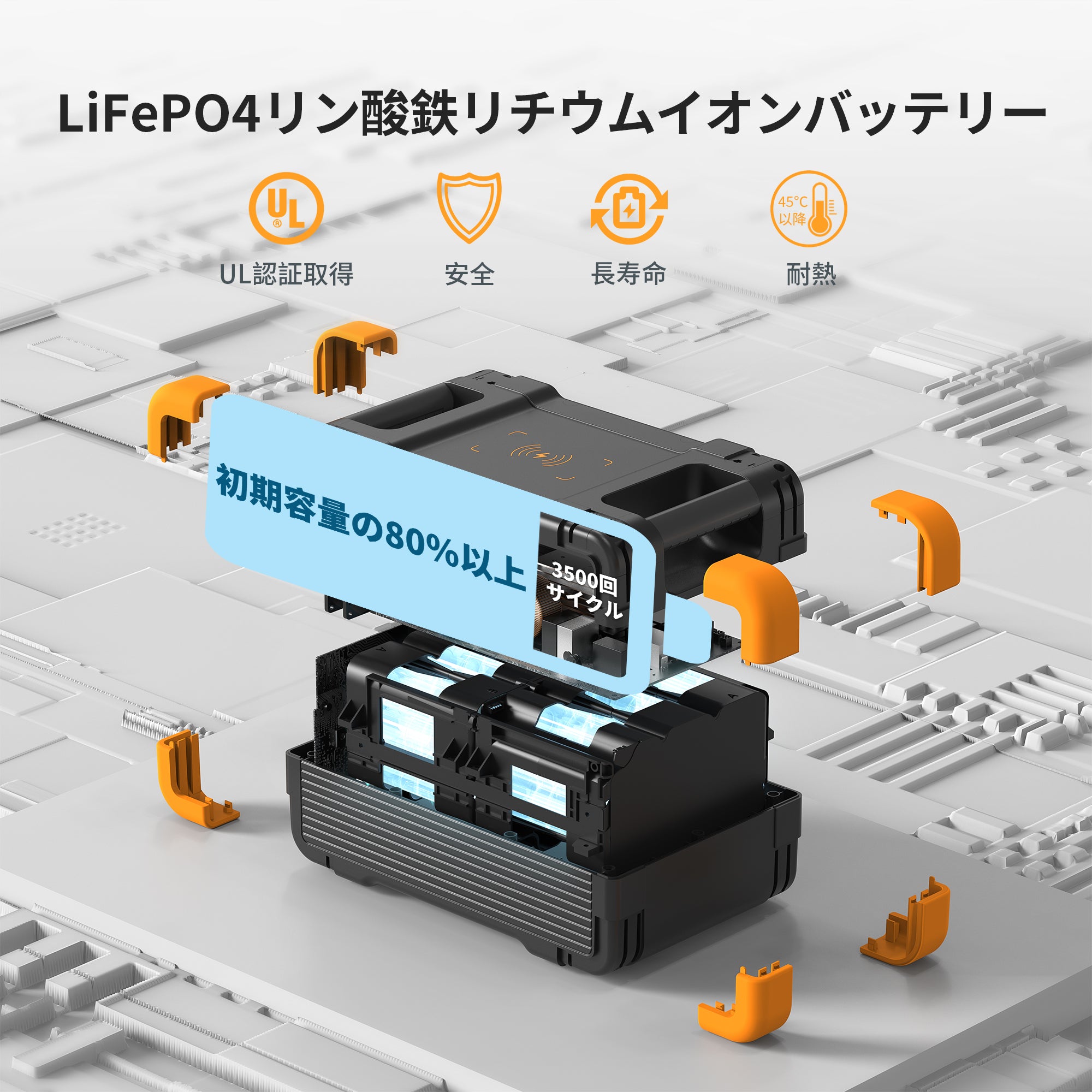 PECRON E1500LFP 大容量ポータブル電源｜防災・車中泊・キャンプ｜容量1536Wh・出力2200W