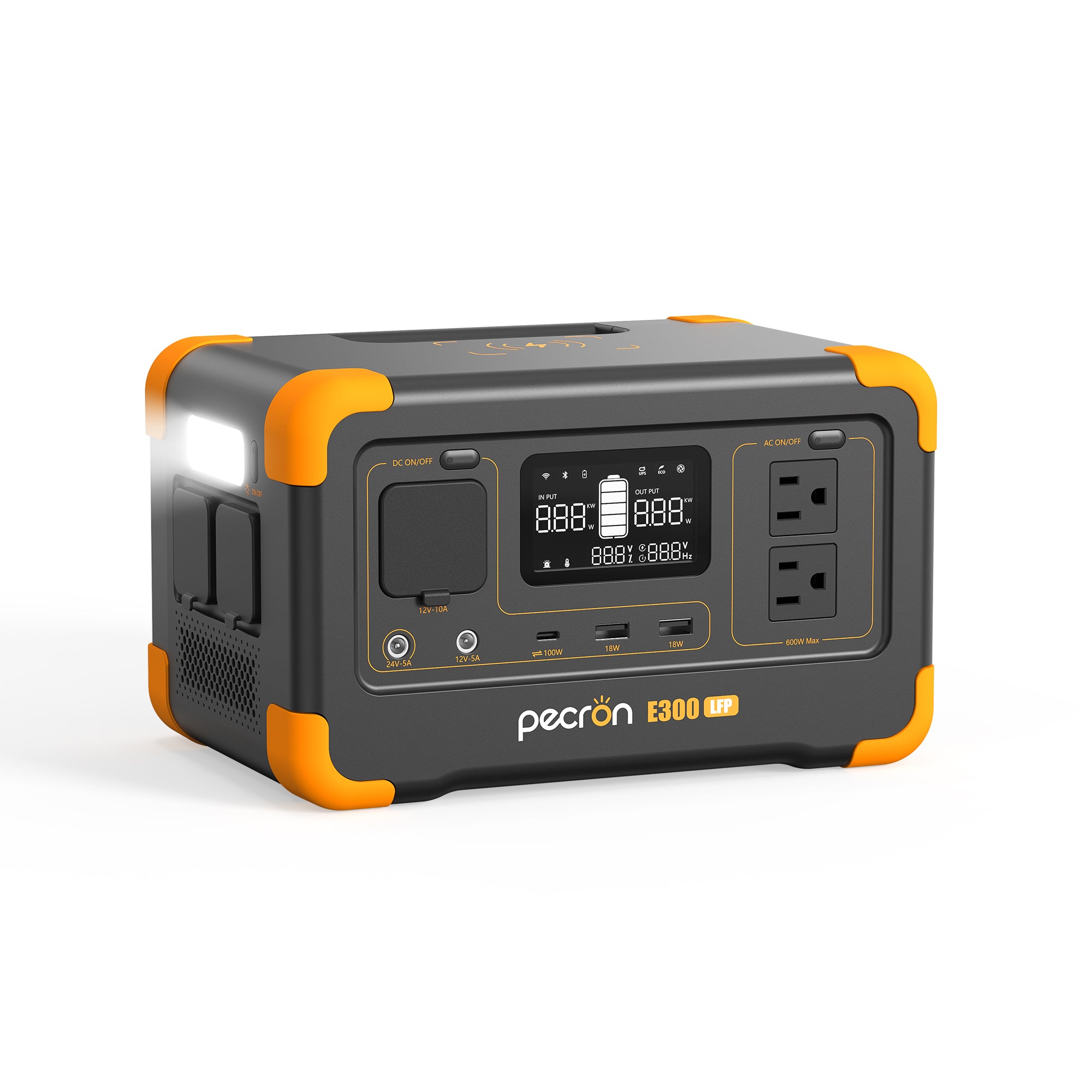 PECRON E300LFP 小型ポータブル電源｜防災・車中泊・キャンプ｜容量288Wh・出力600W