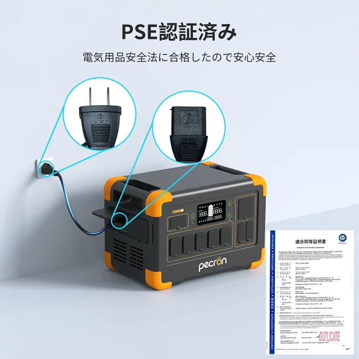 PECRON E1000LFP 大容量ポータブル電源｜防災・車中泊・キャンプ｜容量1024Wh・出力1800W