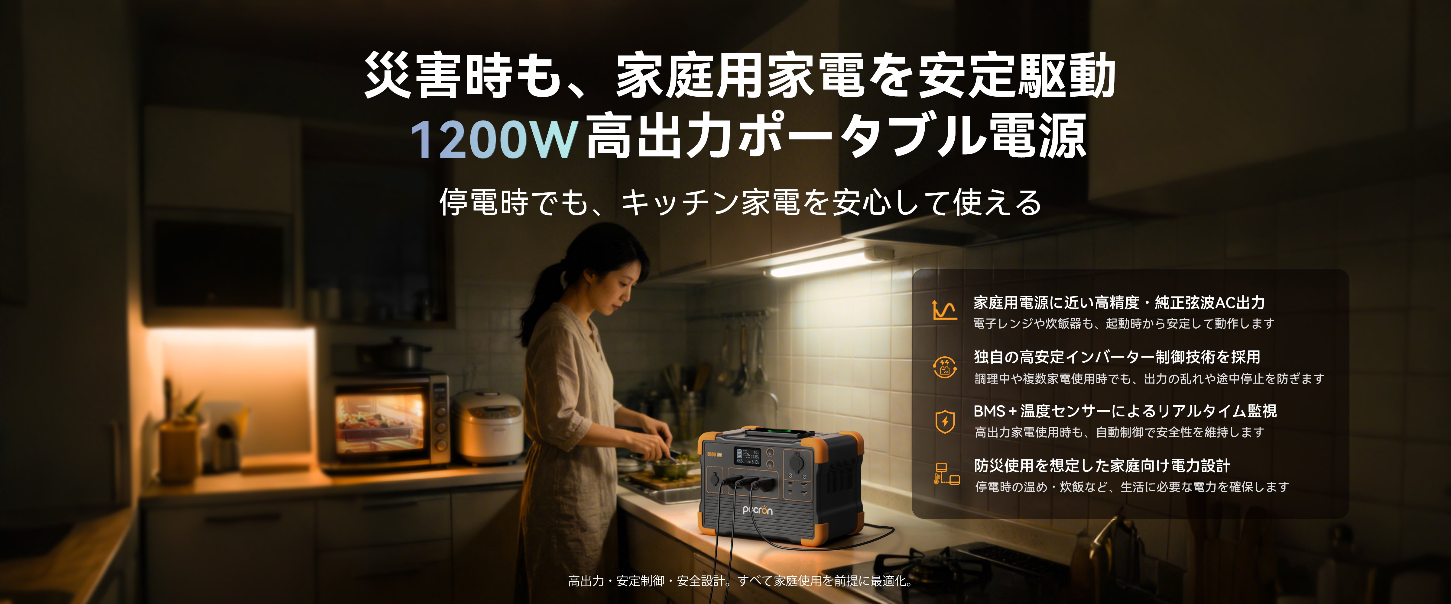 PECRON ポータブル電源 E600LFP＋100Wソーラーパネル(セット) 小型軽量