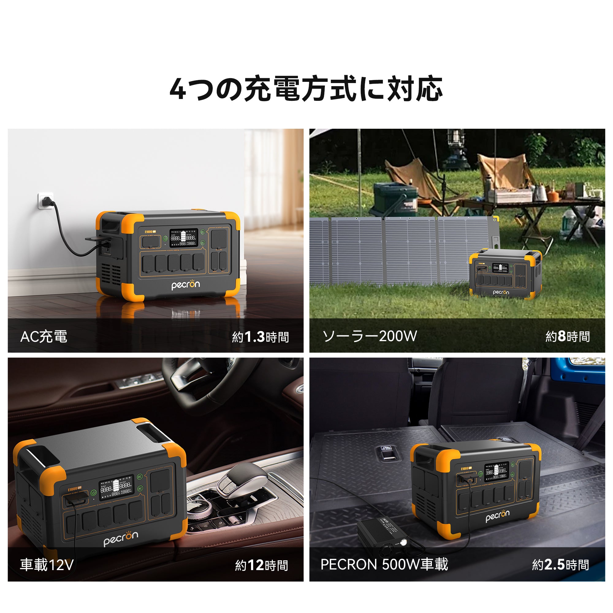 PECRON E1000LFP 大容量ポータブル電源｜防災・車中泊・キャンプ｜容量1024Wh・出力1800W