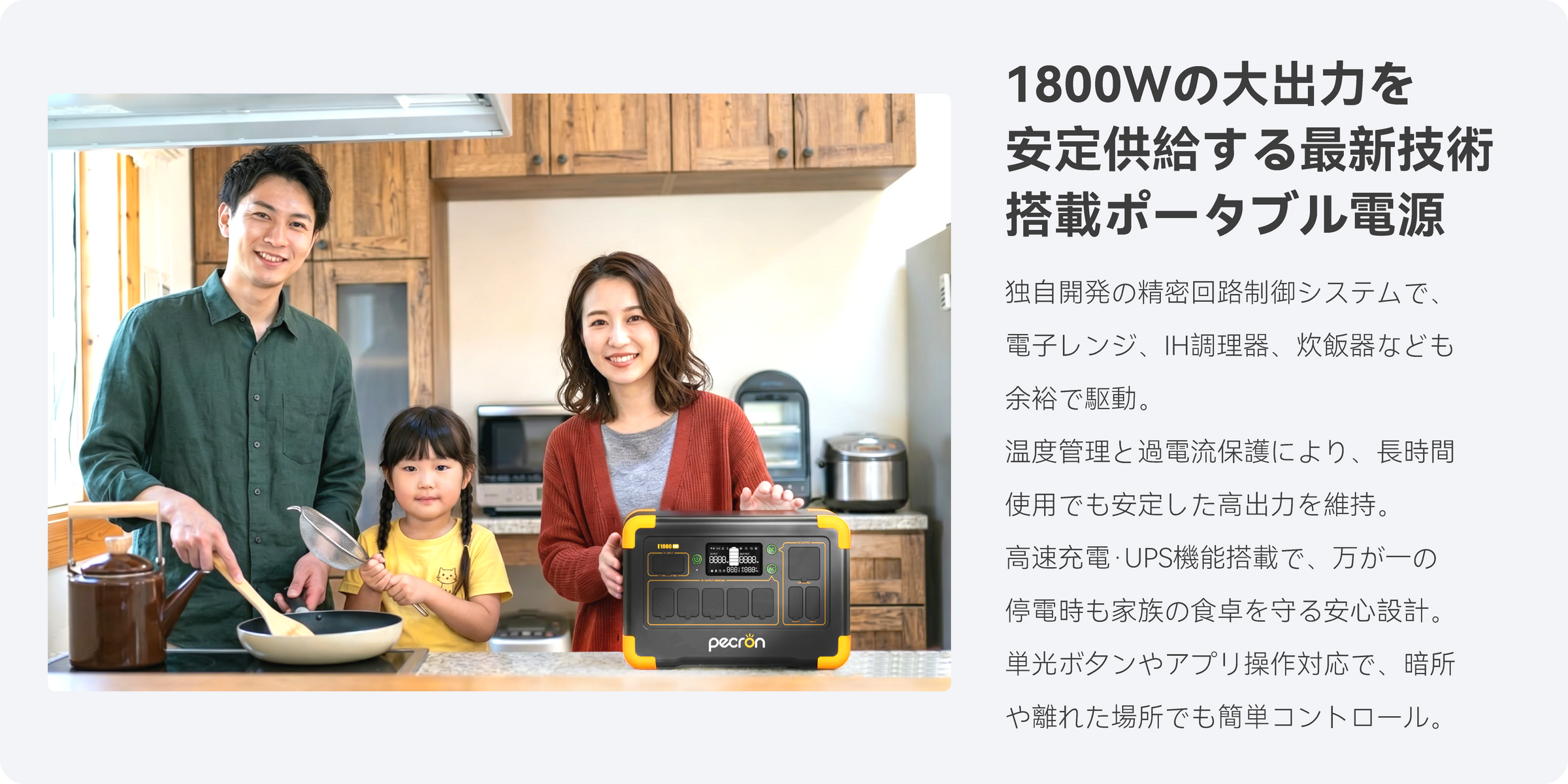 PECRON E1000LFP 大容量ポータブル電源＋2枚200Wソーラーパネル「セット」