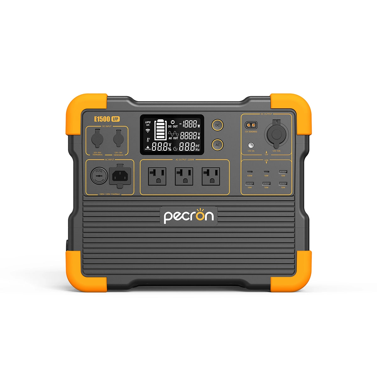 PECRON ポータブル電源 E1500LFP | 2200W定格出力 1536Wh大容量 業務用 リン酸鉄