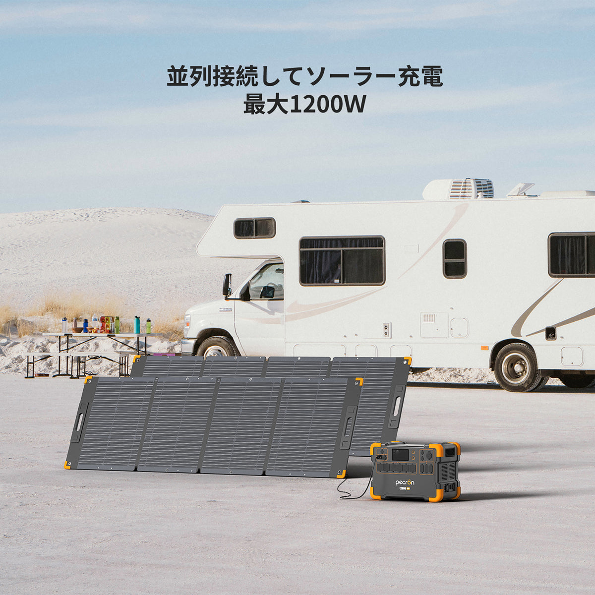 PECRON ポータブル電源 E2000LFP＋200Wソーラーパネル (セット) 太陽光 