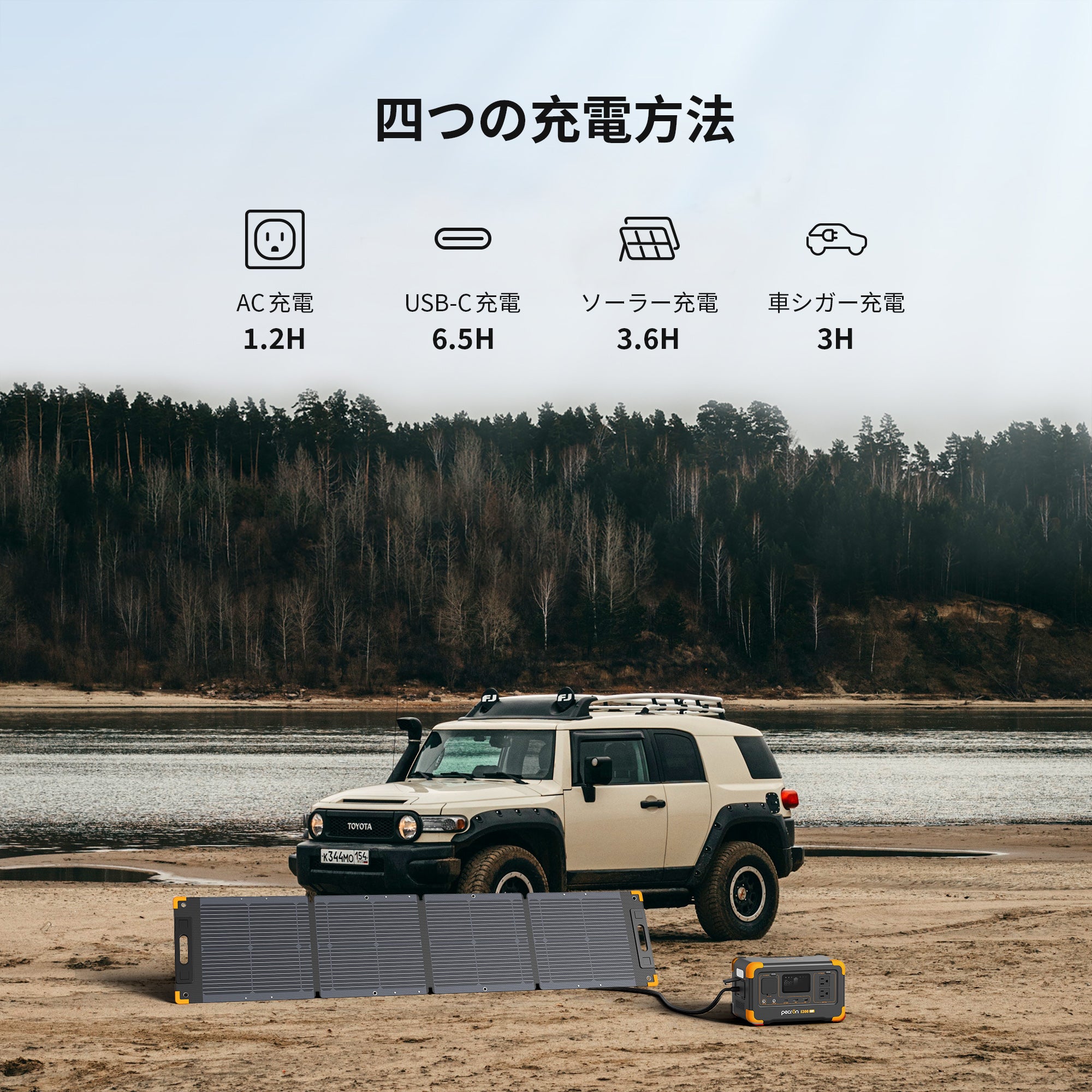 PECRON E300LFP 小型ポータブル電源｜防災・車中泊・キャンプ｜容量288Wh・出力600W