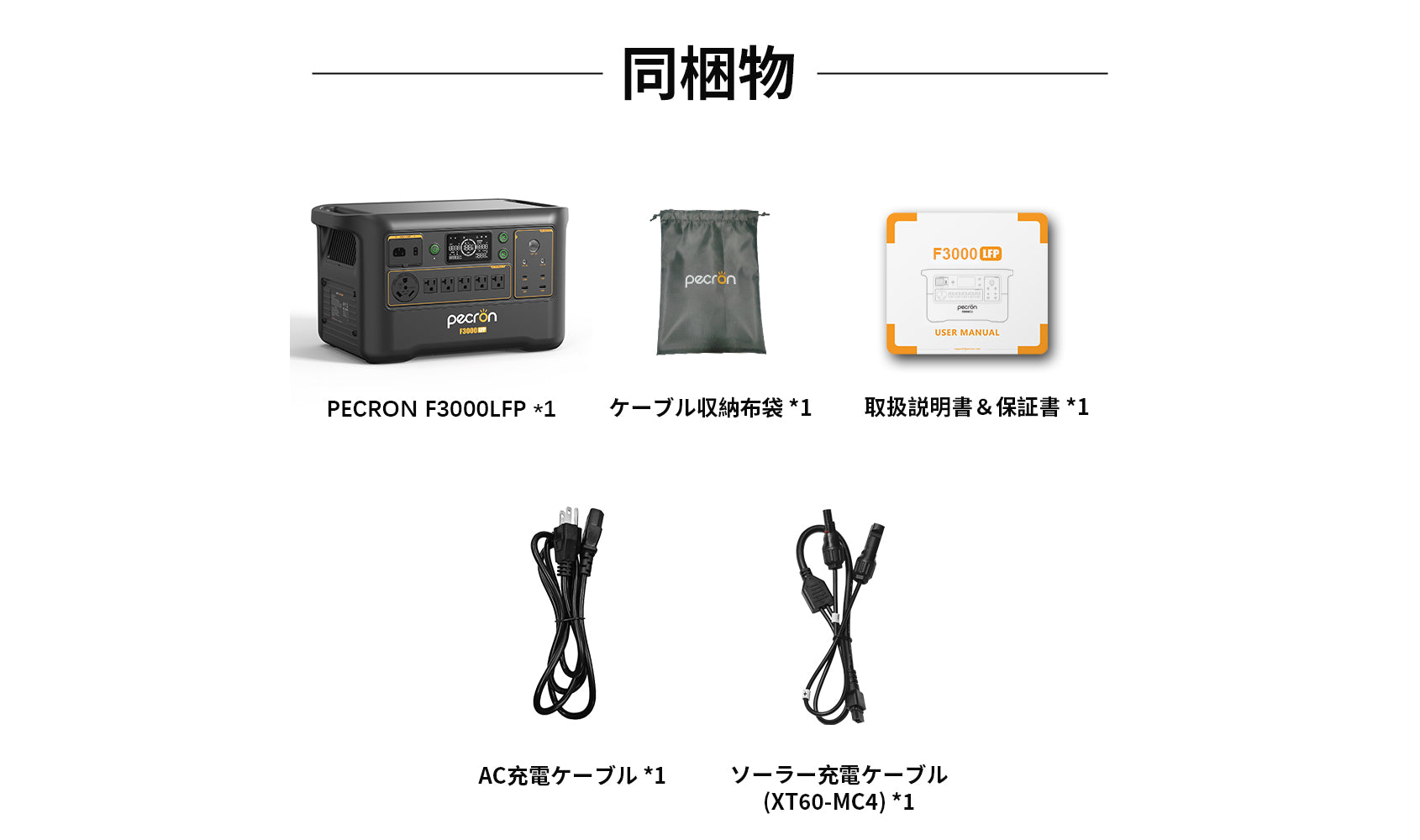 PECRON F3000LFP 大容量ポータブル電源＋1枚200Wソーラーパネル「セット」