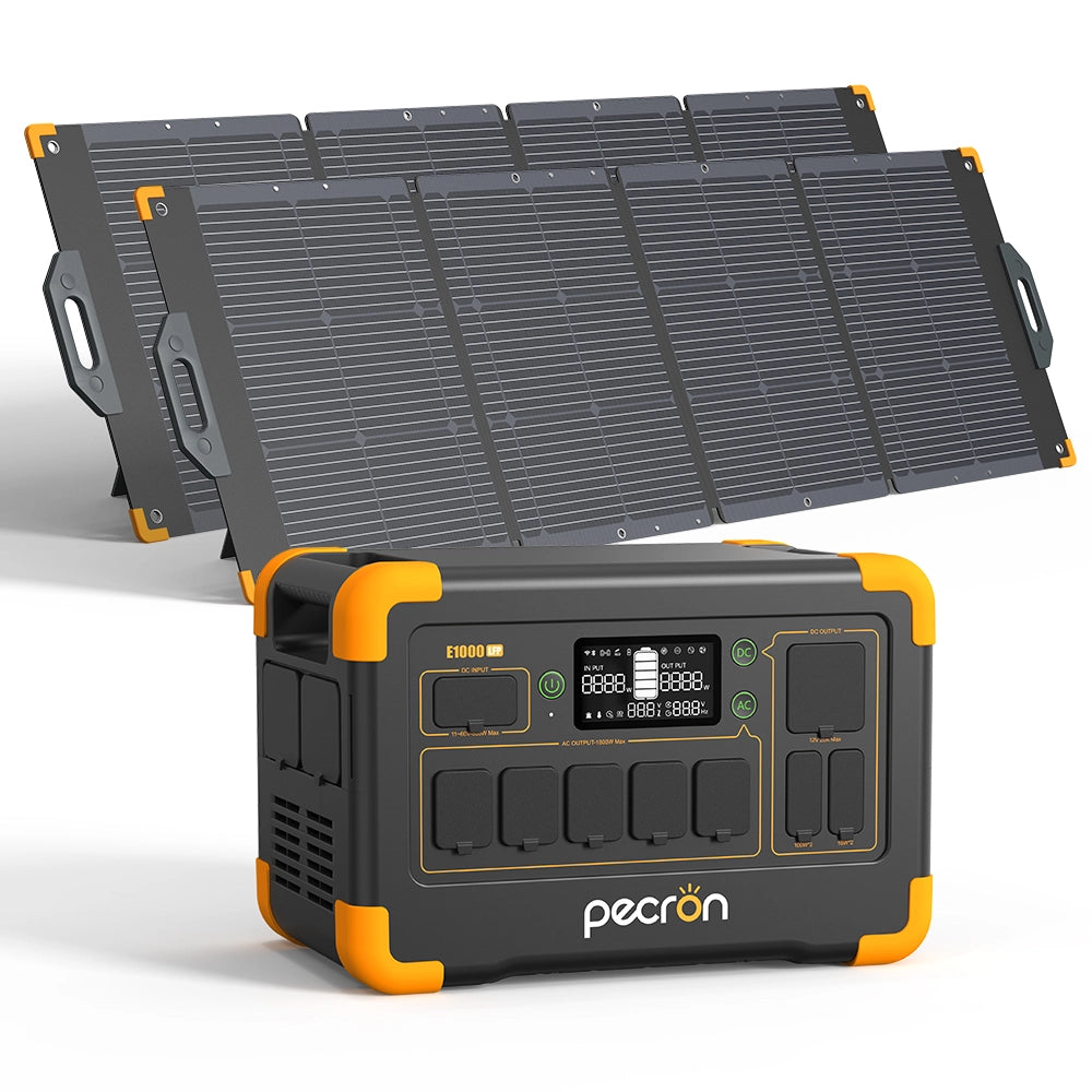 PECRON E1000LFPポータブル電源＋2枚200Wソーラーパネル「セット」