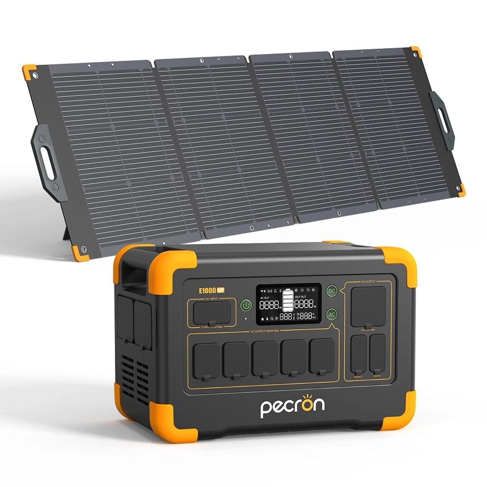 PECRON E1000LFPポータブル電源＋1枚200Wソーラーパネル「セット」