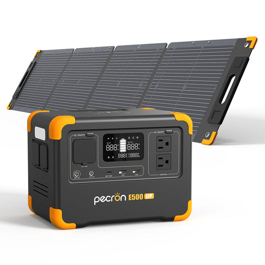 PECRON E500LFPポータブル電源＋1枚100Wソーラーパネル「セット」
