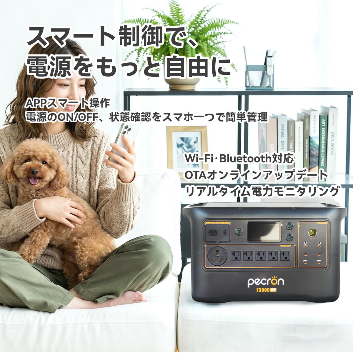 PECRON F3000LFP 大容量ポータブル電源＋1枚200Wソーラーパネル「セット」