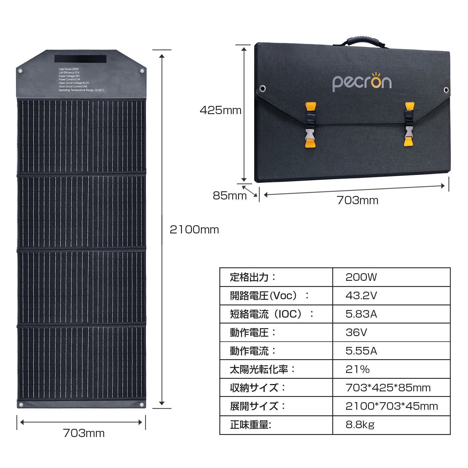 PECRON E1000ポータブル電源+1枚 200W ソーラーパネル「セット」